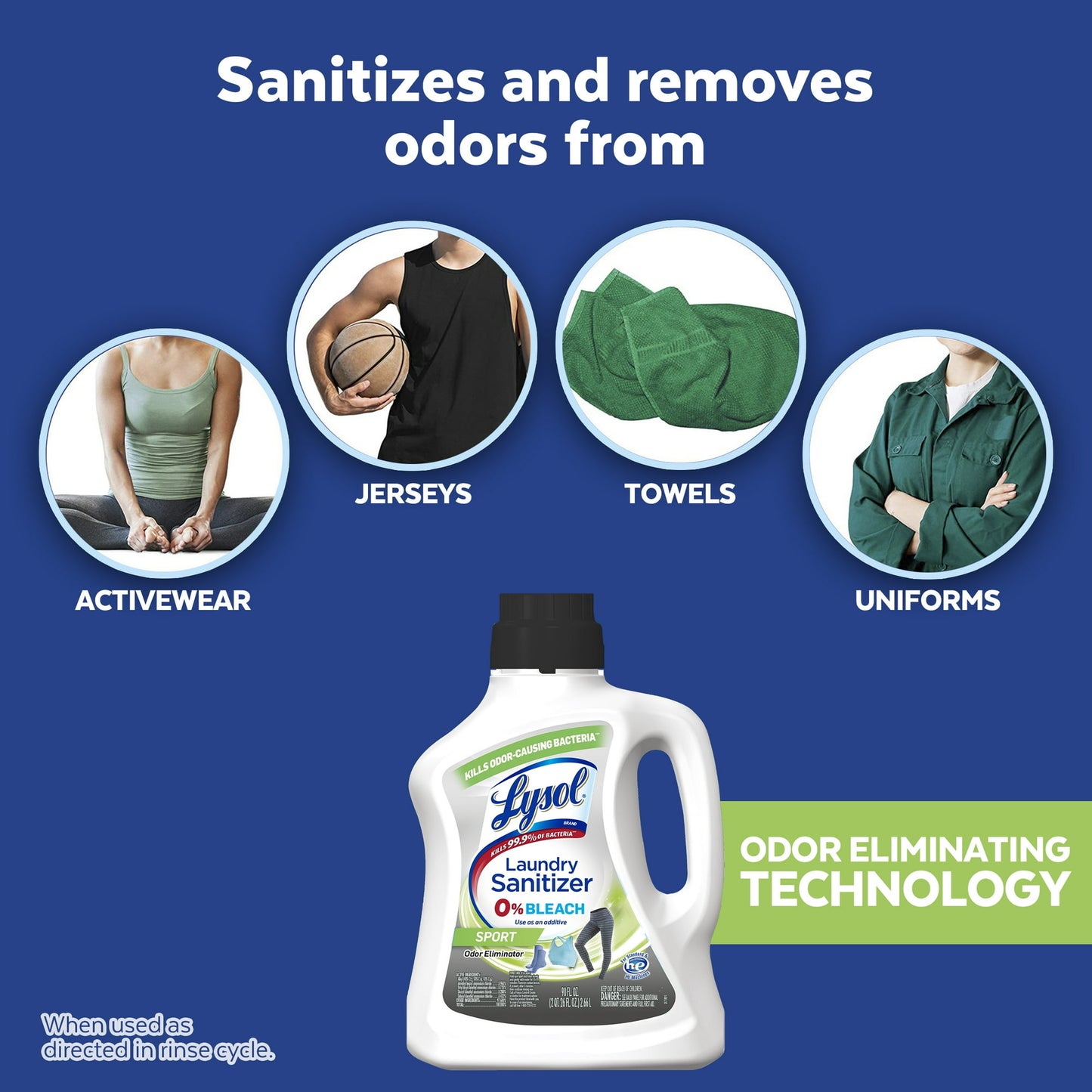 Desinfectante para ropa Lysol, Sport, elimina los olores y mata las bacterias 2.6L