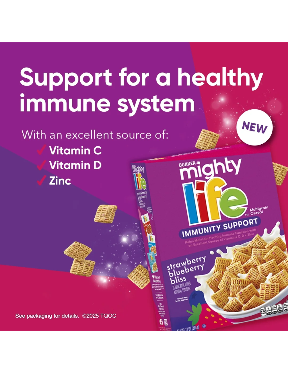 Cereales Quaker Mighty Life con frutos rojos, 635 gr