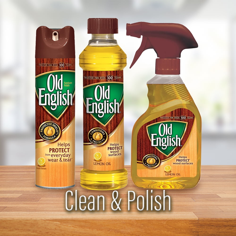 Old English Liquid Furniture Polish, aroma a limón, 16 oz