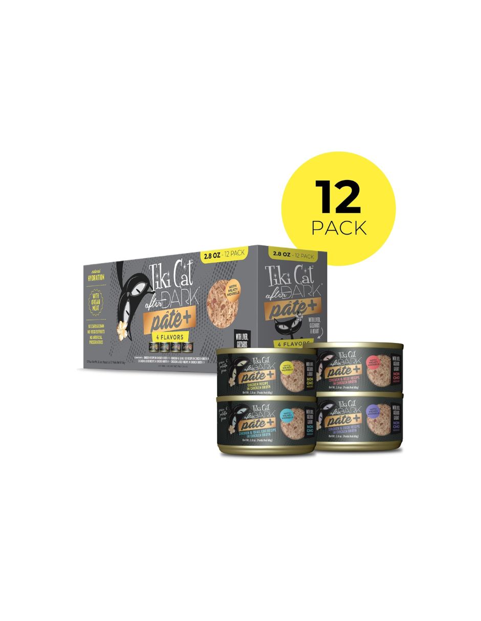 Alimento Húmedo Gato Tiki Cat After Dark Pate+ 12 Latas