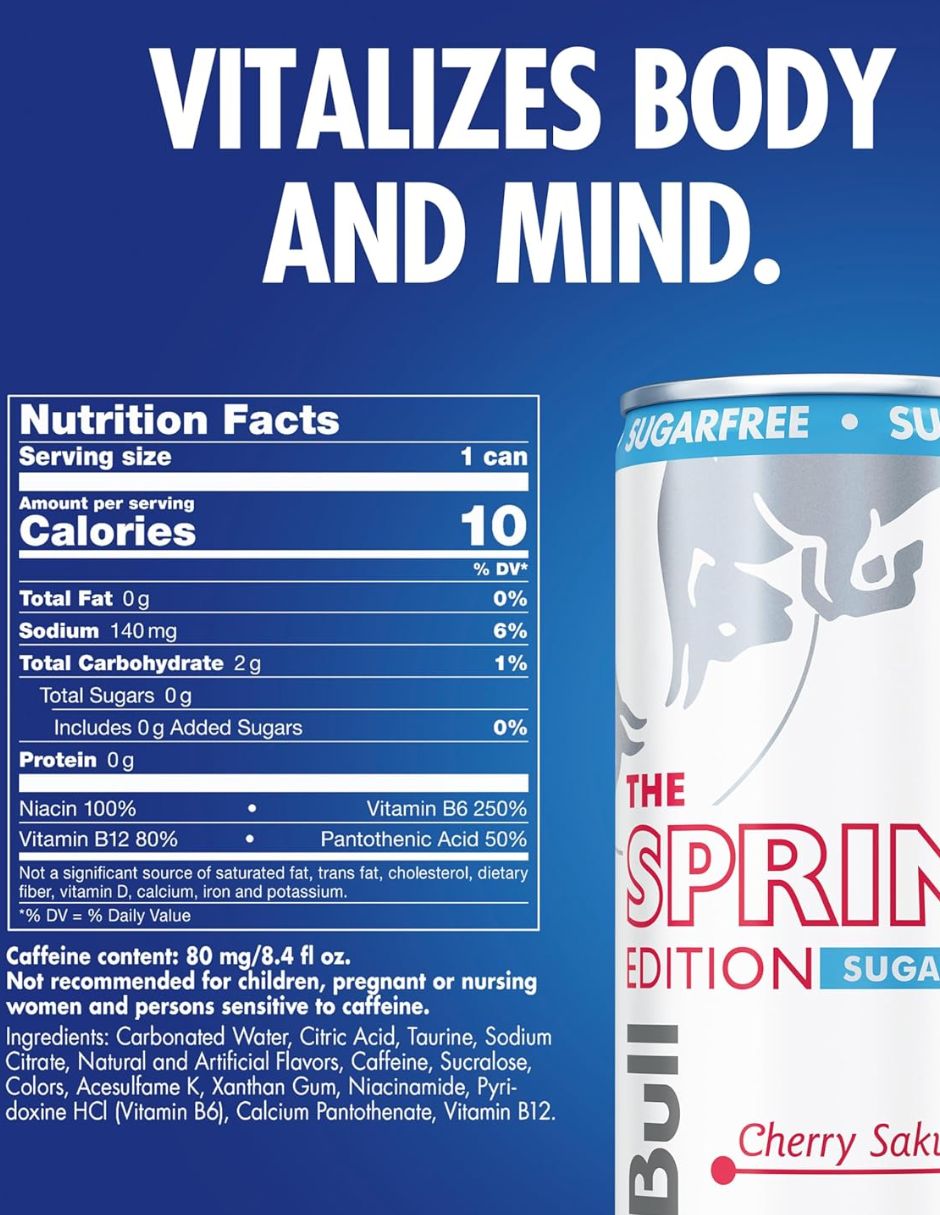 Bebida Energética Red Bull Sin Azúcar Cereza 24x250 ml