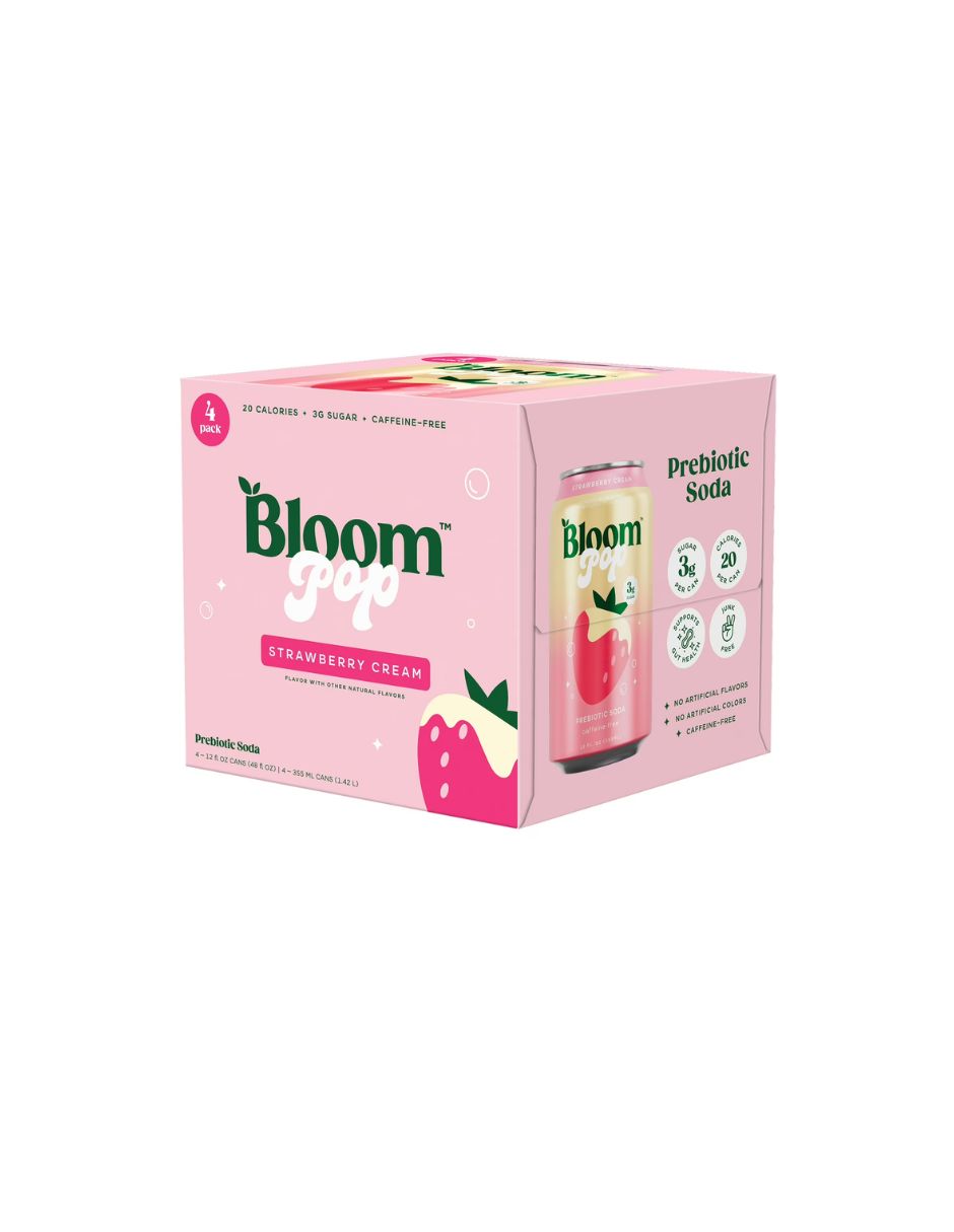 Refresco Prebiótico Bloom Pop Fresas Crema 355 ml