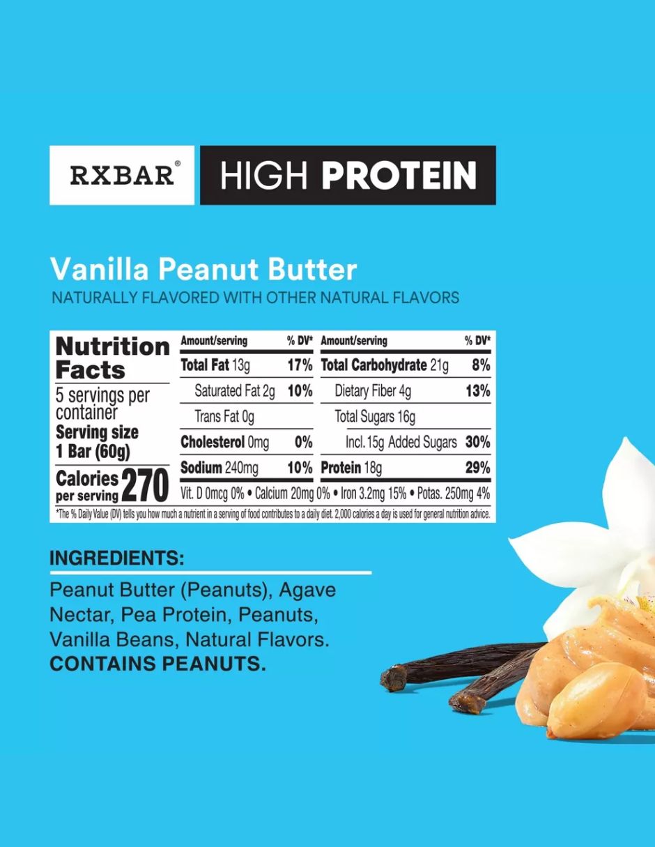 Barras RXBAR Proteína Vainilla Cacahuate 298 g
