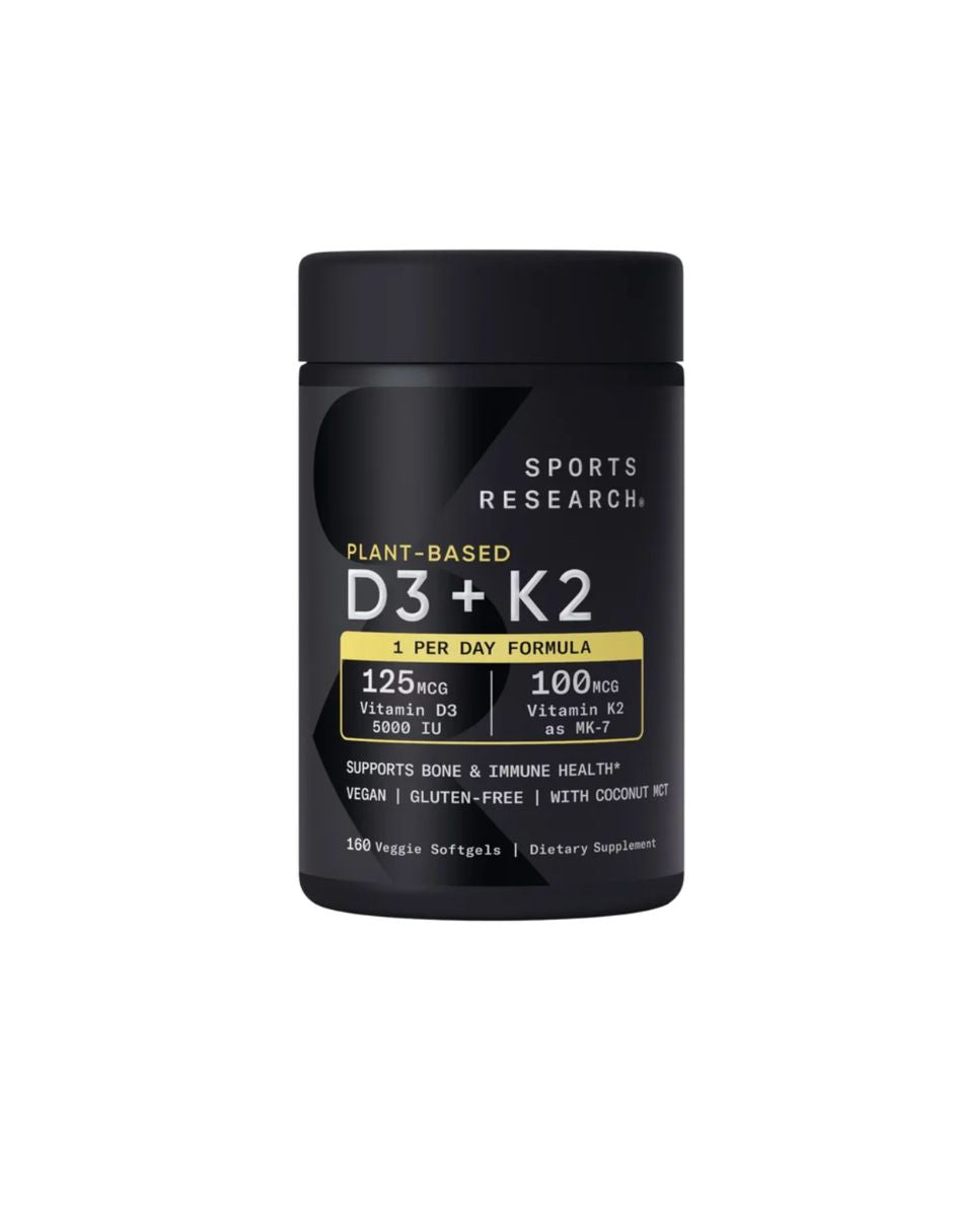Vitamina D3 + K2 Sports Research 160 Cápsulas Veganas