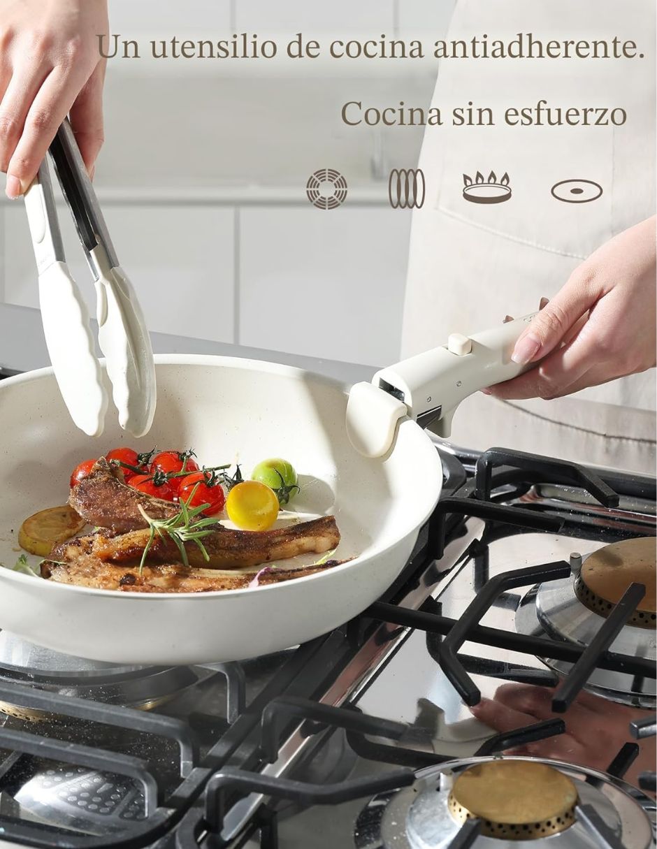 Juego de Ollas Carote Antiadherente 17 Piezas Crema Blanco