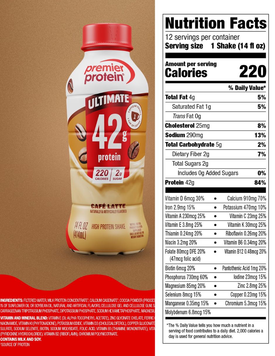 Batido Premier Protein Ultimate Café Latte 414 ml x4