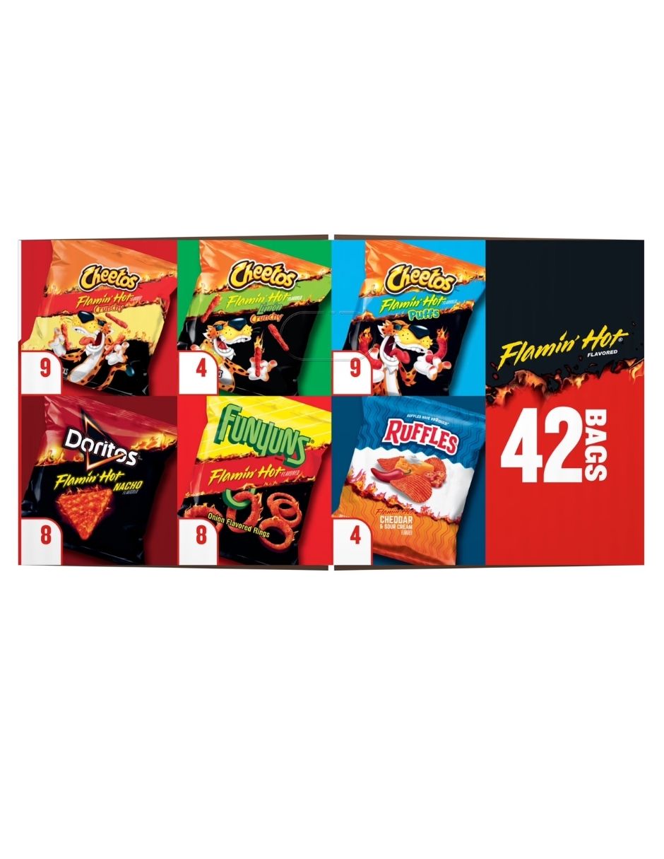 Botanas Frito-Lay Flamin' Hot Surtidas 42 Piezas 1.1 kg