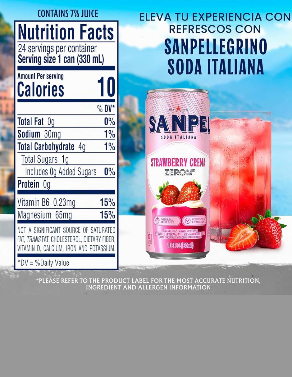 Refresco Sanpellegrino Crema de Fresa Zero 24 Latas