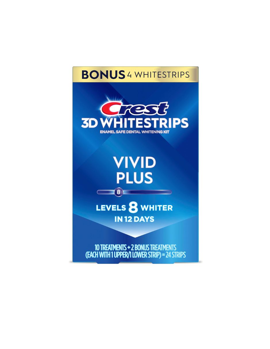 Tiras Blanqueadoras Crest 3D Whitestrips Vivid Plus 24 Piezas