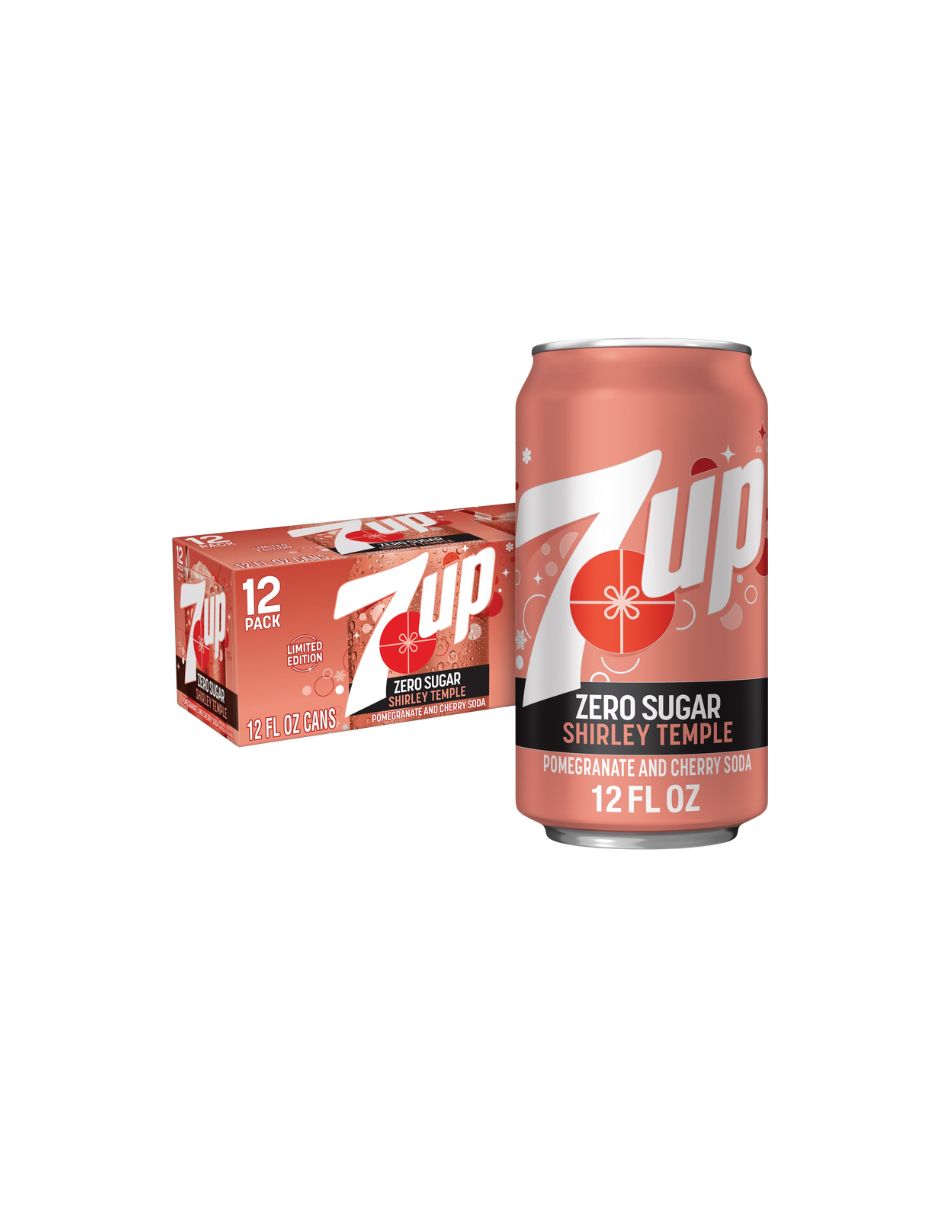 Refresco 7UP Shirley Temple Granada Cereza sin azúcar 12 Latas 355 ml