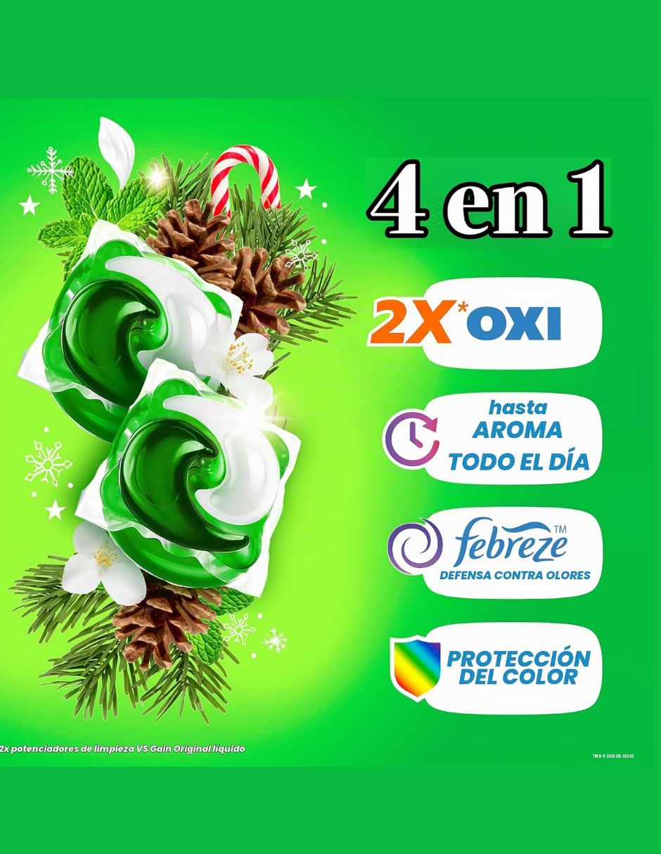 Cápsulas Detergente Gain Flings Edición Limitada Grinchmas Cheer 60 pods