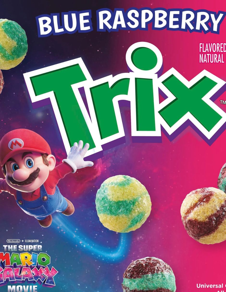 Cereal Trix Frambuesa Azul 470 g inspirado en Super Mario Galaxy