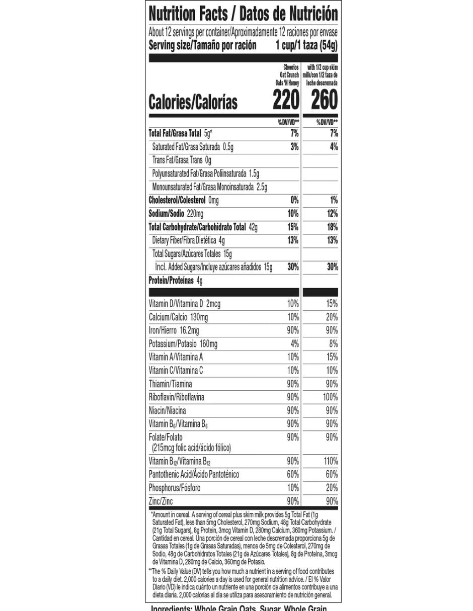 Cereal Cheerios Oat Crunch Miel 600gr