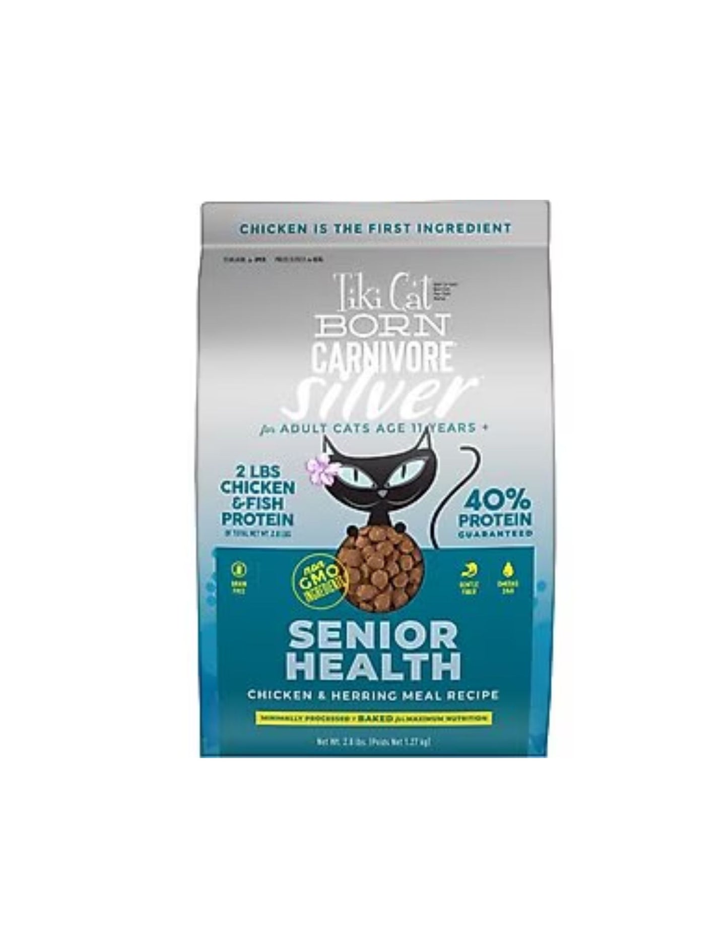 Alimento seco para gato mayor de 11 años pollo Tiki Cat Born Carnivore Silver Senior 2.5 kg
