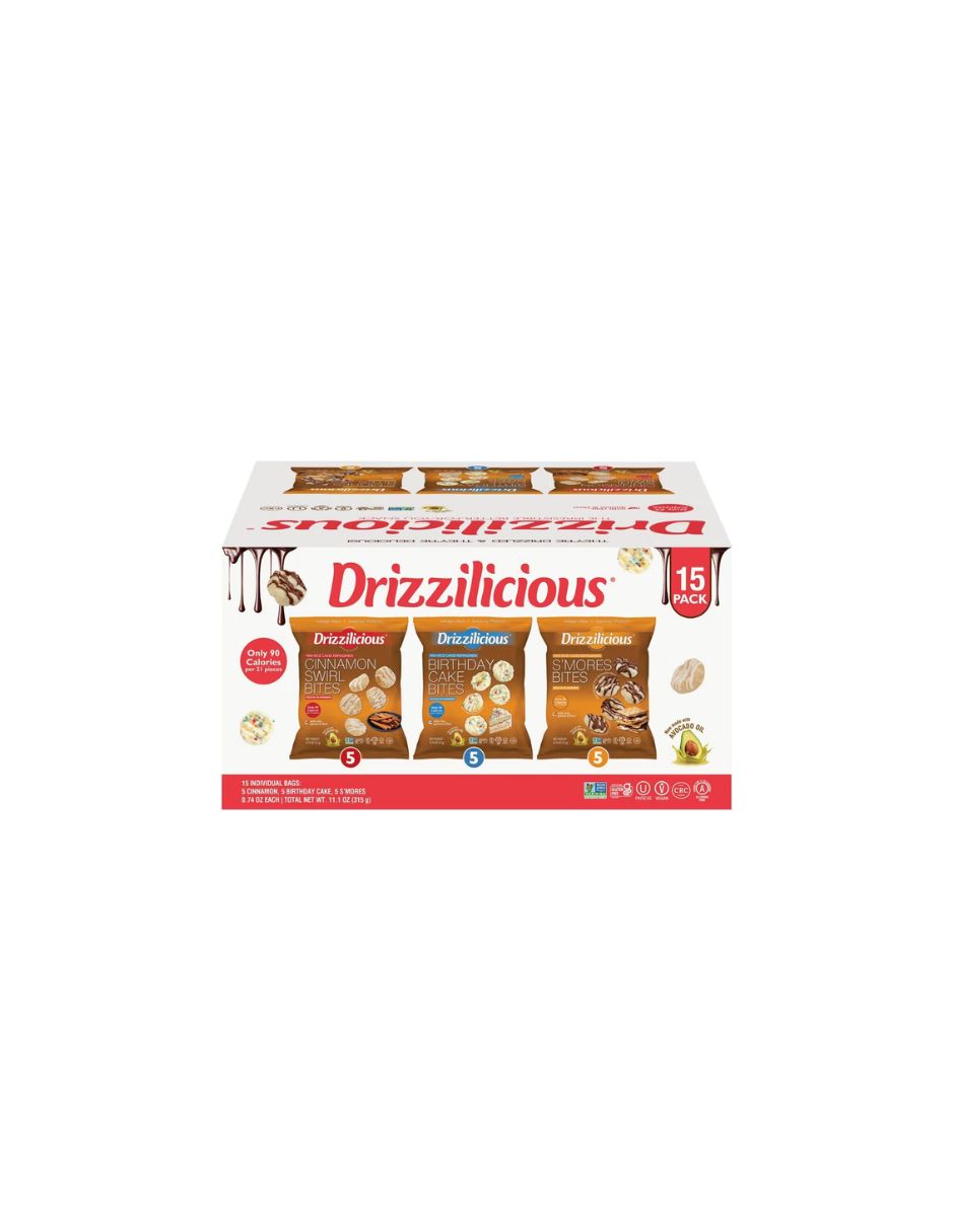 Drizzilicious Mini Tortitas de Arroz Glaseadas 15 paquetitos individuales