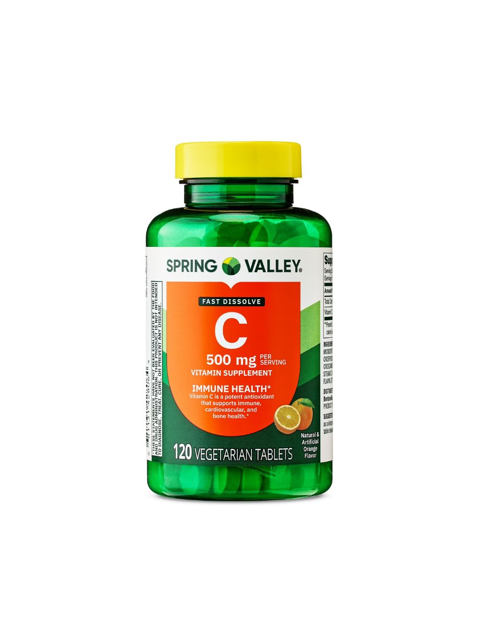 Vitamina C Spring Valley 500 mg 120 tabletas Inmunidad y Energía