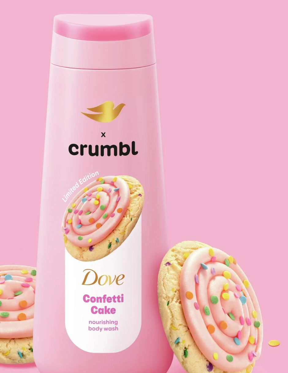 Dove x Crumbl Gel de baño líquido humectante aroma galleta de confetí 590ml