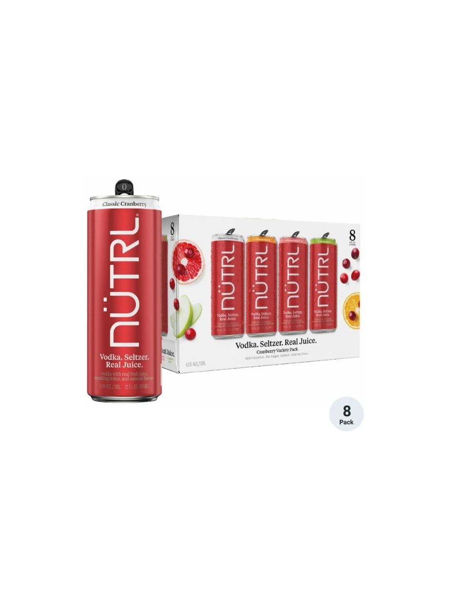 Bebida preparada NUTRL Hard Seltzer Arándano 8 pack (Paquete variado)