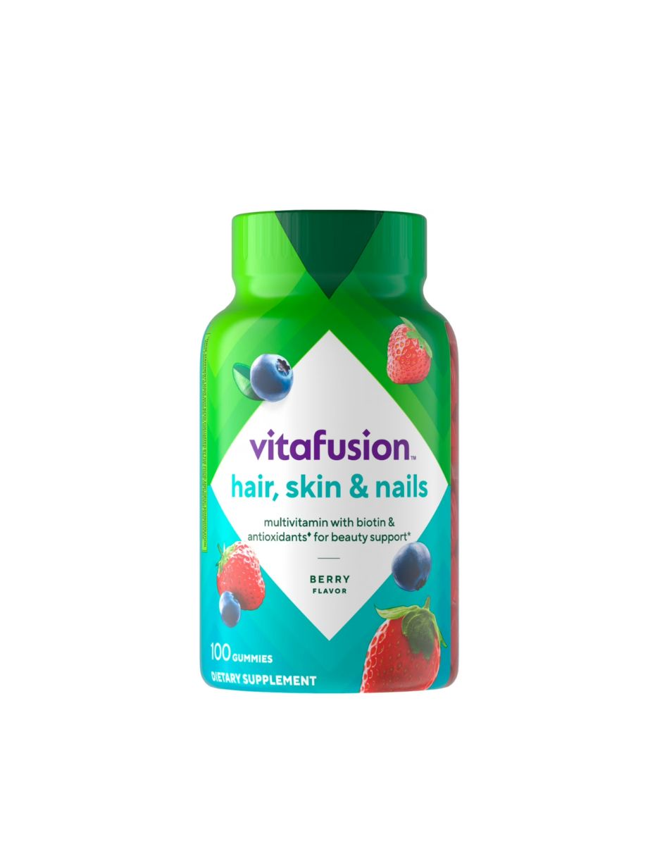 Vitafusion Gomitas biotina y vitaminas antioxidantes sabor a frambuesa, 100 unidades