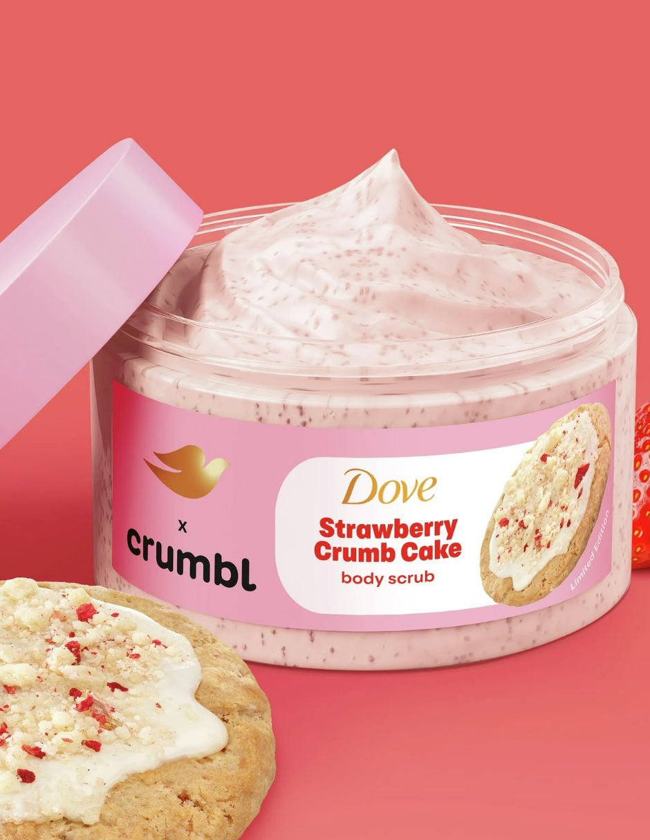 Dove x Crumbl Exfoliante corporal aroma galleta de fresa 340gr