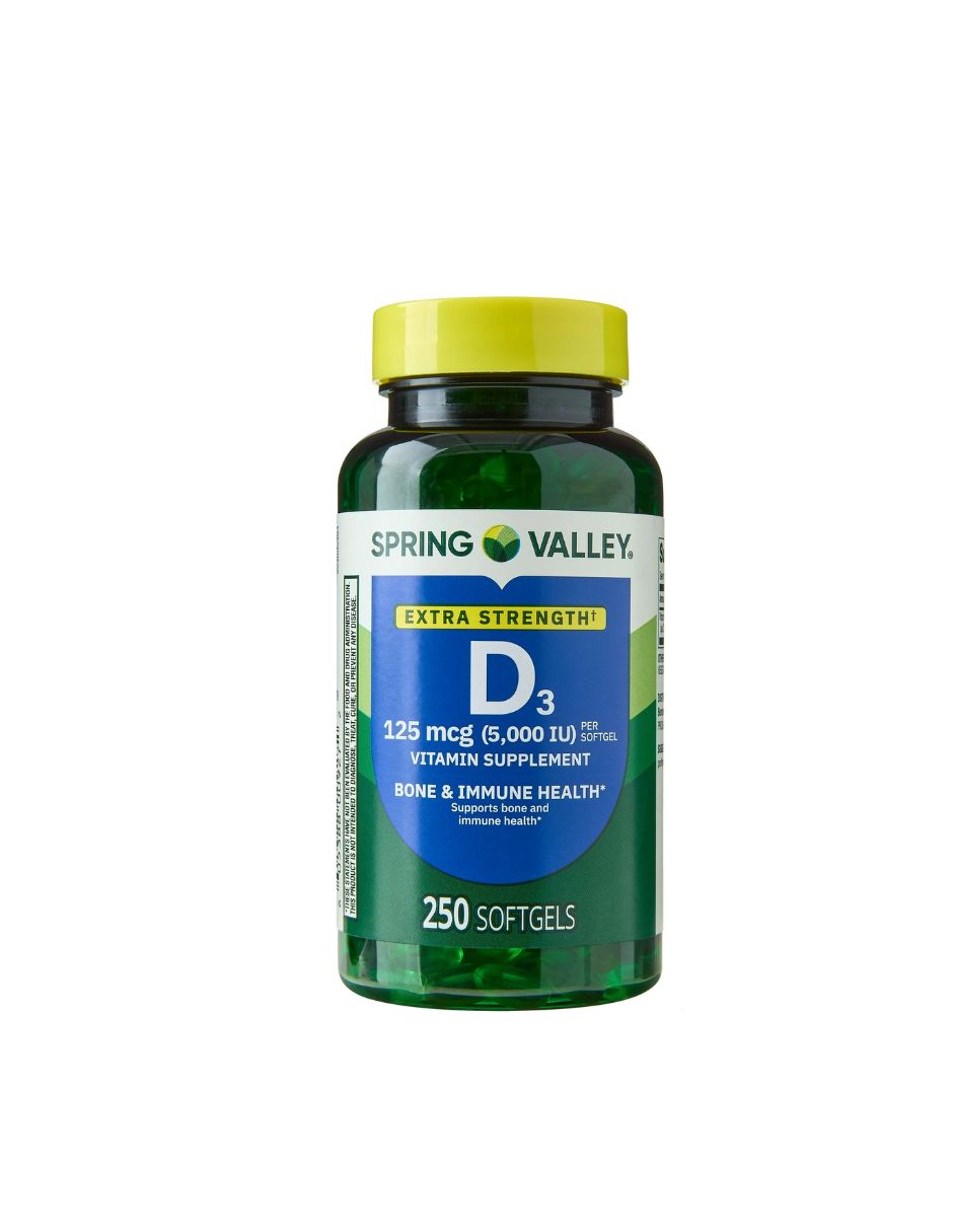 Spring Valley D3 Bone & Immune Health 250 softgels (5,000 IU)