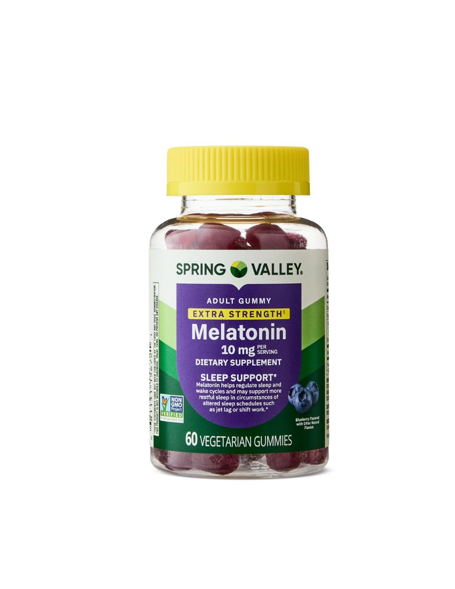 Spring Valley Extra strength Melatonin 10mg soporte para descanso, 60 gomitas
