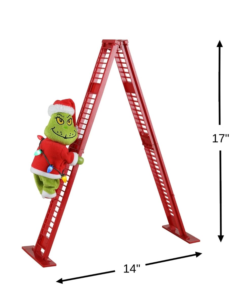 Decoración Animada de Mesa Grinch Escalador – 17" Mr. Christmas