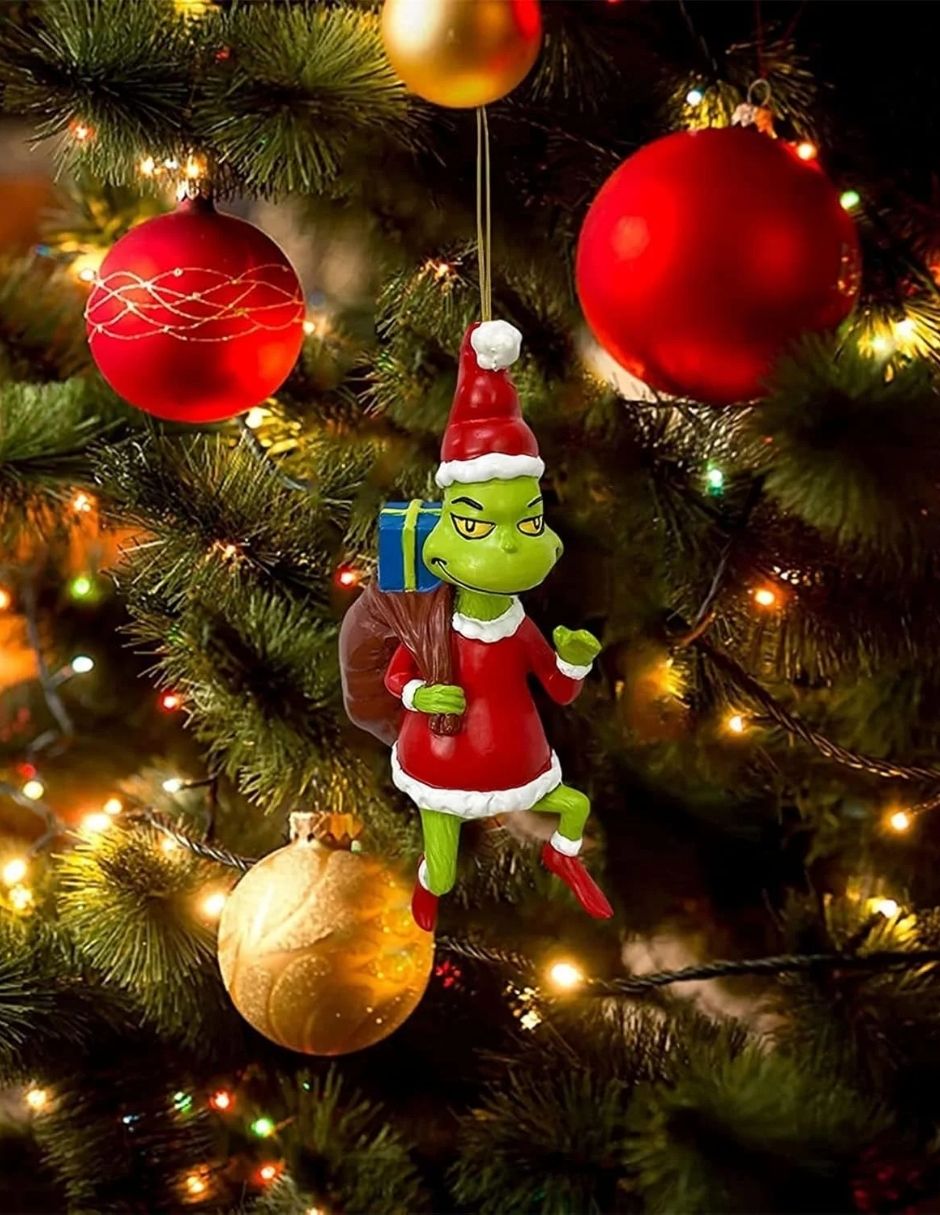 Adorno Navideño Colgante Grinch Feliz Navidad - Decoración para Árbol