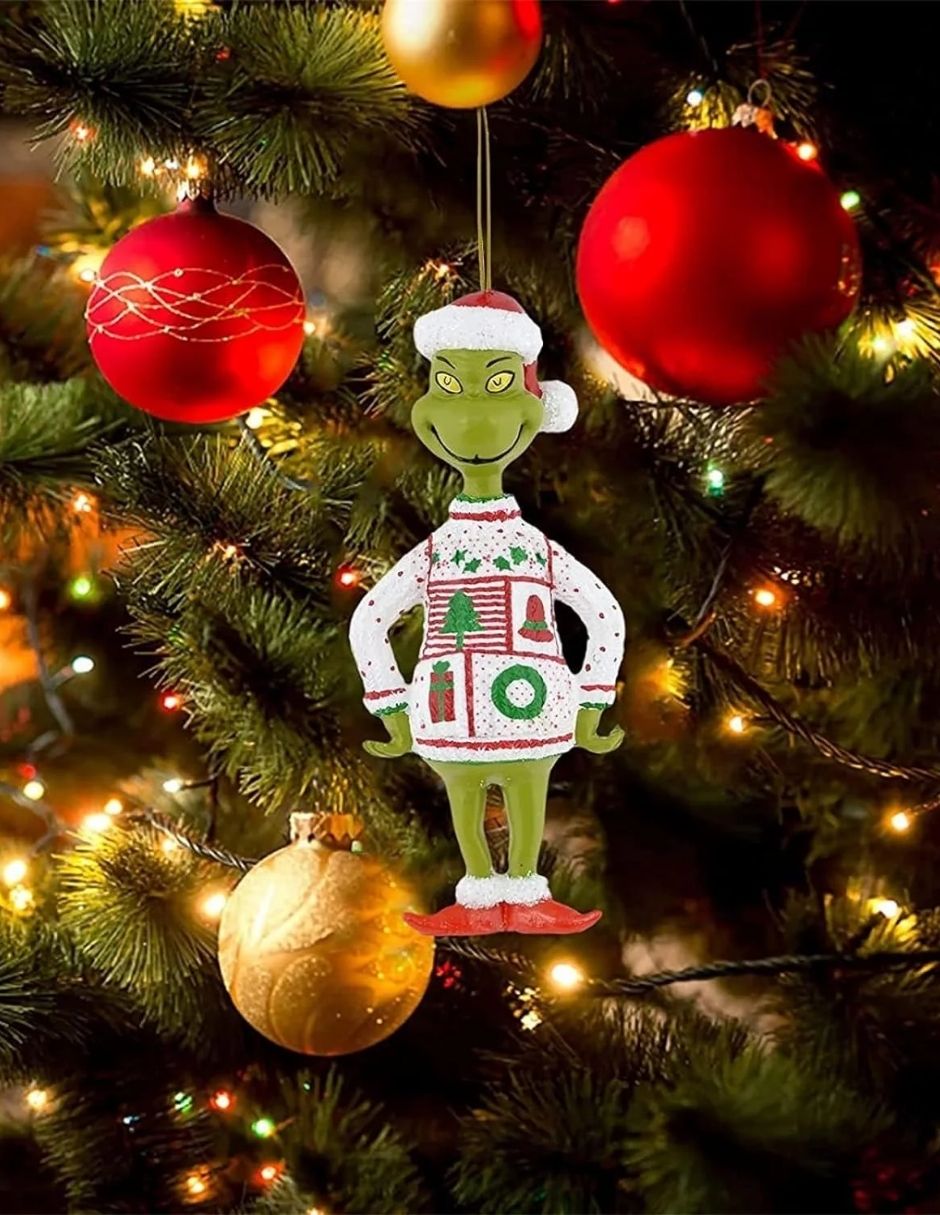 Adorno Navideño Colgante Grinch Feliz Navidad - Decoración para Árbol