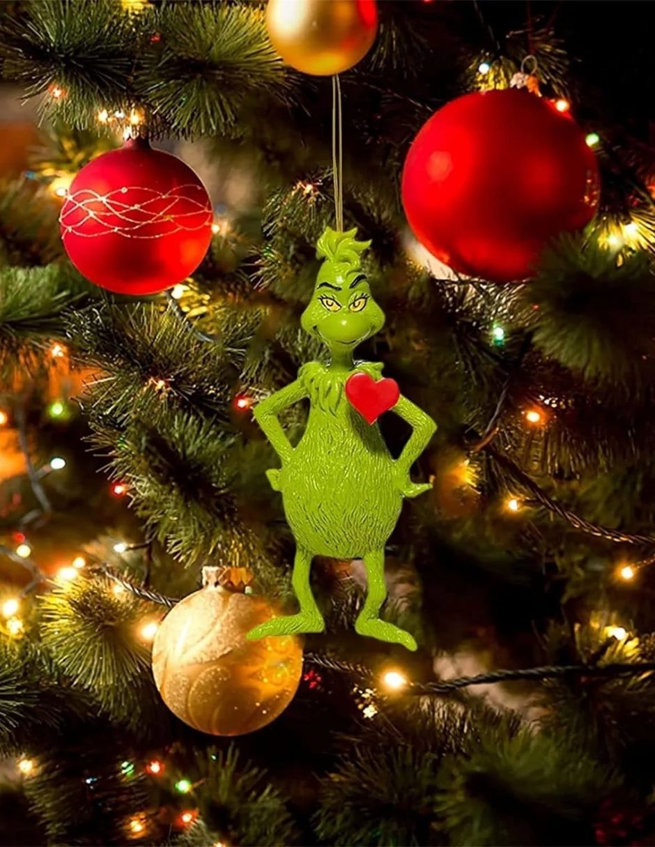 Adorno Navideño Colgante Grinch Feliz Navidad - Decoración para Árbol