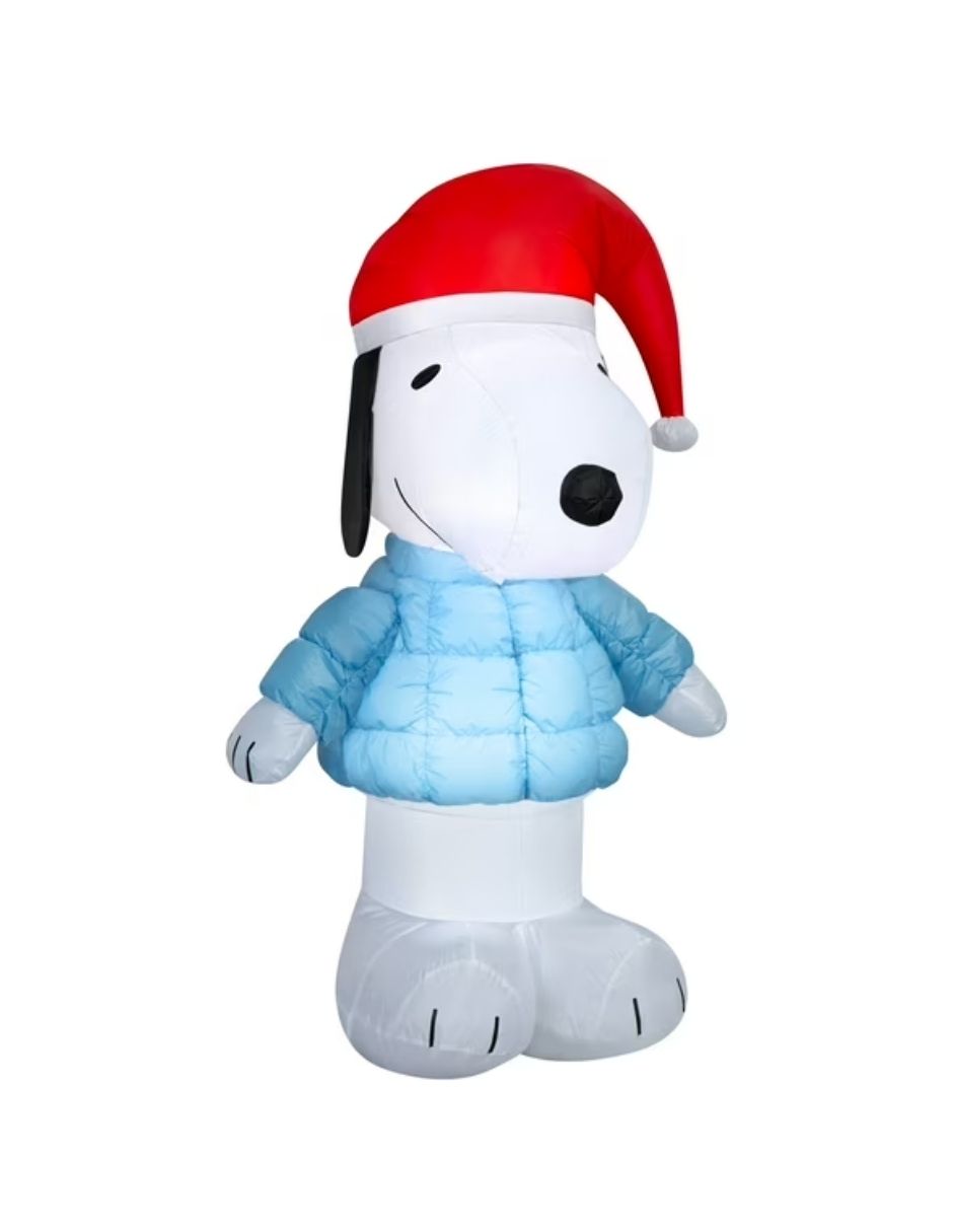 Inflable Navideño Snoopy en Maní Azul - Decoración con Luces LED