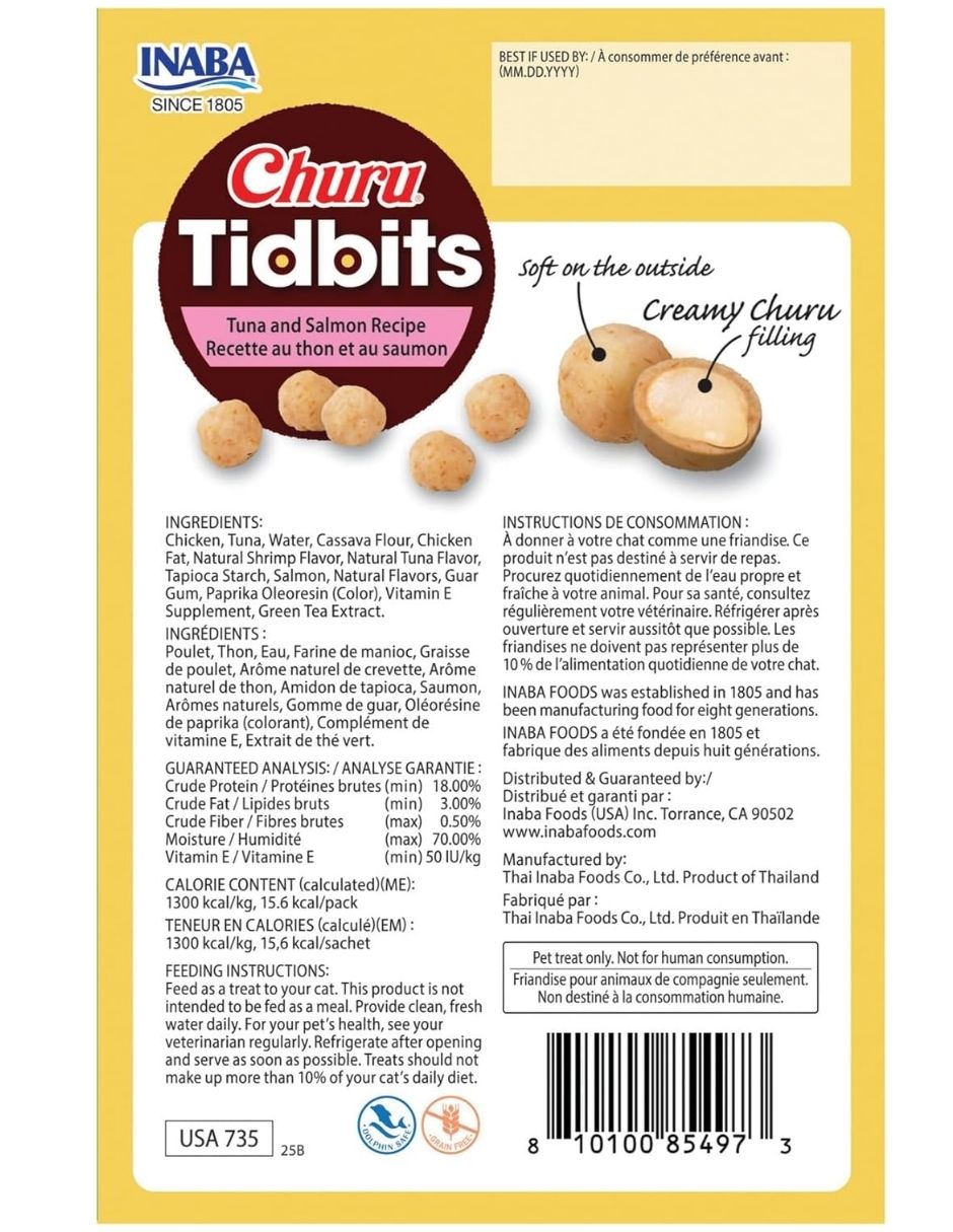 Golosinas para Gatos INABA Churu Tidbits Relleno Cremoso de Pollo
