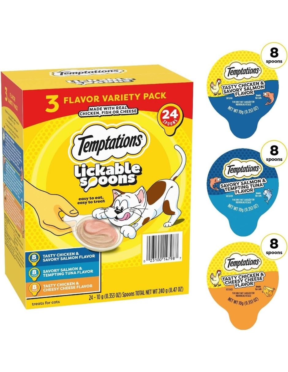 Golosinas para Gatos Temptations Lickable Spoons 24 Pack Variado