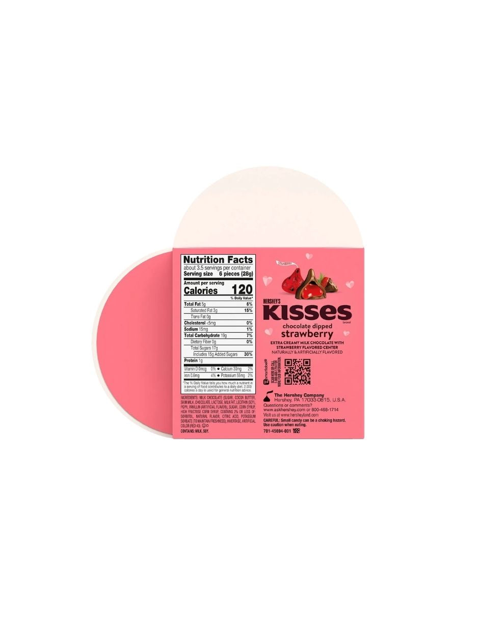 Chocolates con Leche y Centro Sabor Fresa en Caja de Corazón KISSES 102gr