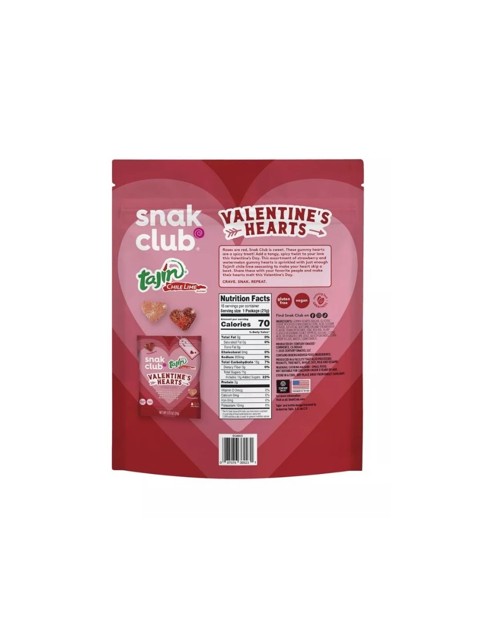 Gomitas de Corazón con Chile y Limón para San Valentín 340gr – Snak Club Tajín