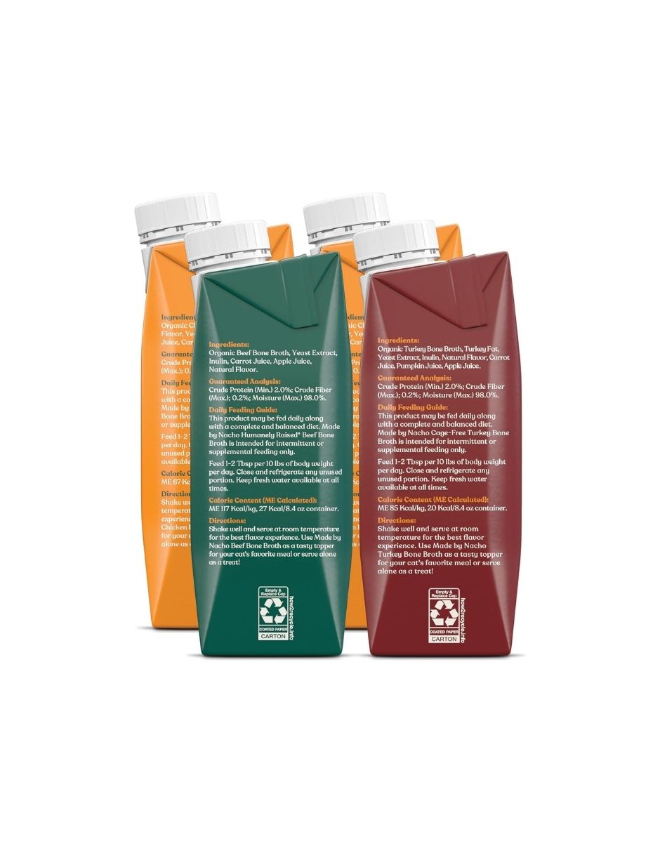 Jugos De Caldo de hueso para gatos Made by Nacho 4 pack 330ml