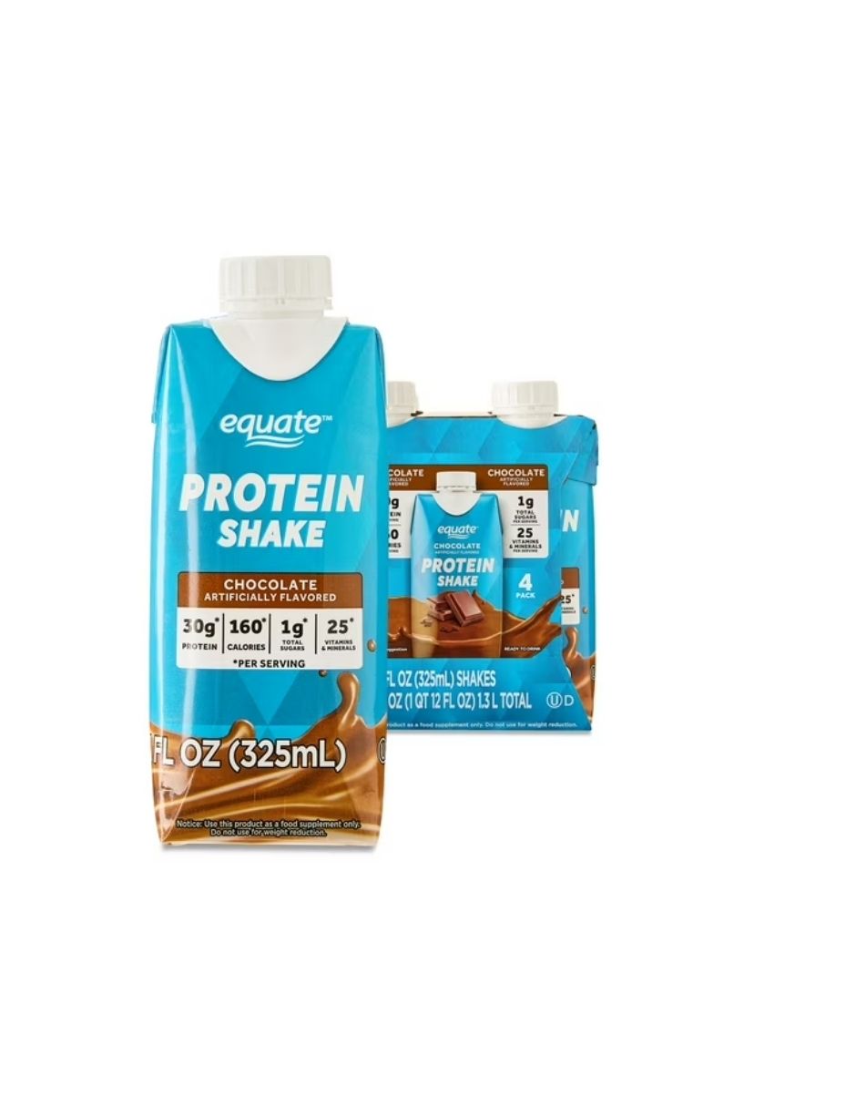 Equate Batido de Proteínas de Alto Rendimiento, Chocolate 4 Unidades 325 ml