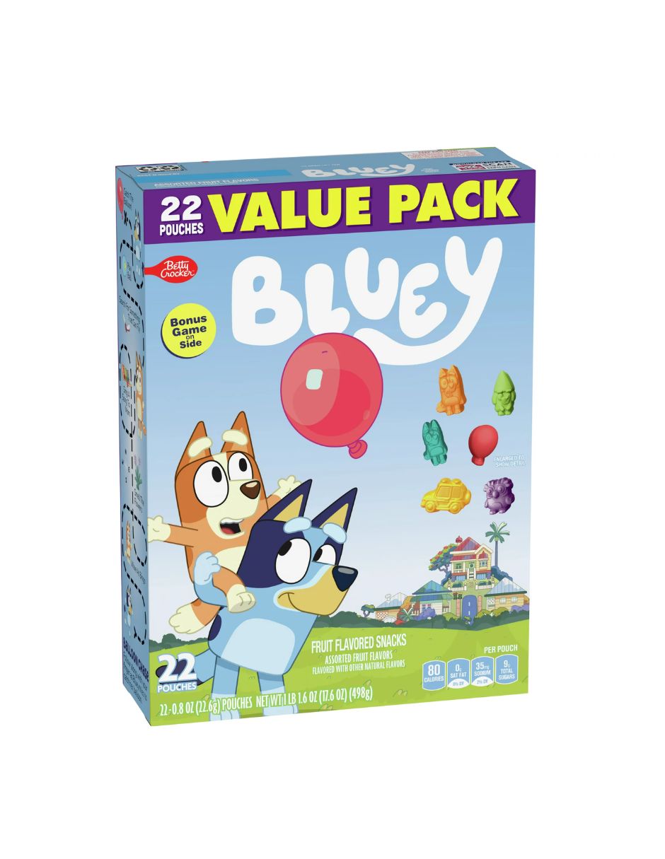 Gomitas Betty Crocker Bluey sabor a frutas 22 unidades