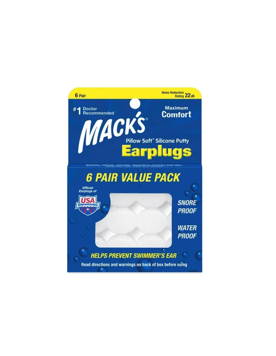 Mack's Pillow Tapones para los oídos de silicona suave moldeables, 6 pares