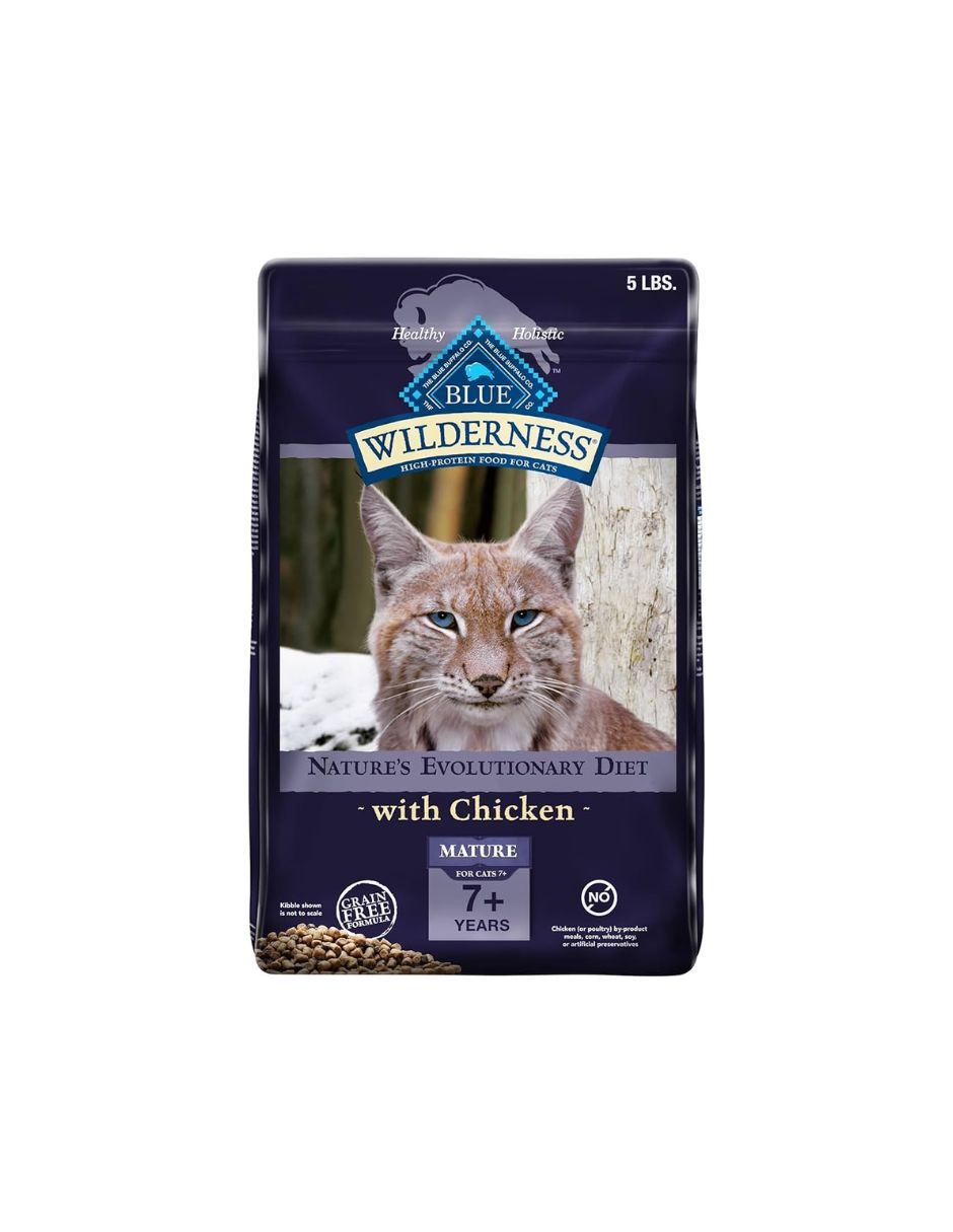 Blue Buffalo Wilderness High-Protein Grain-Free Mature Chicken Recipe Dry Cat Food 5lbs