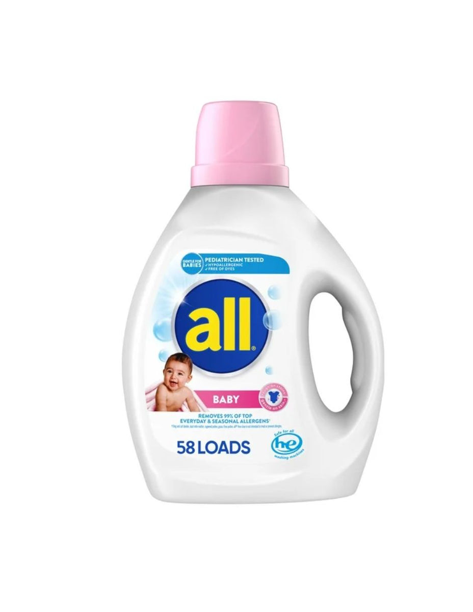  All Detergente líquido para ropa para bebé, suave para bebé, 58  cargas, 88 onzas líquidas : Salud y Hogar