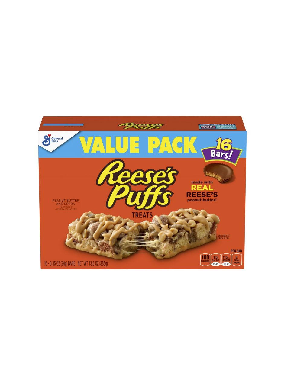 Reese's Puffs Barras de cereales mantequilla de maní y cacao, 16 unidades