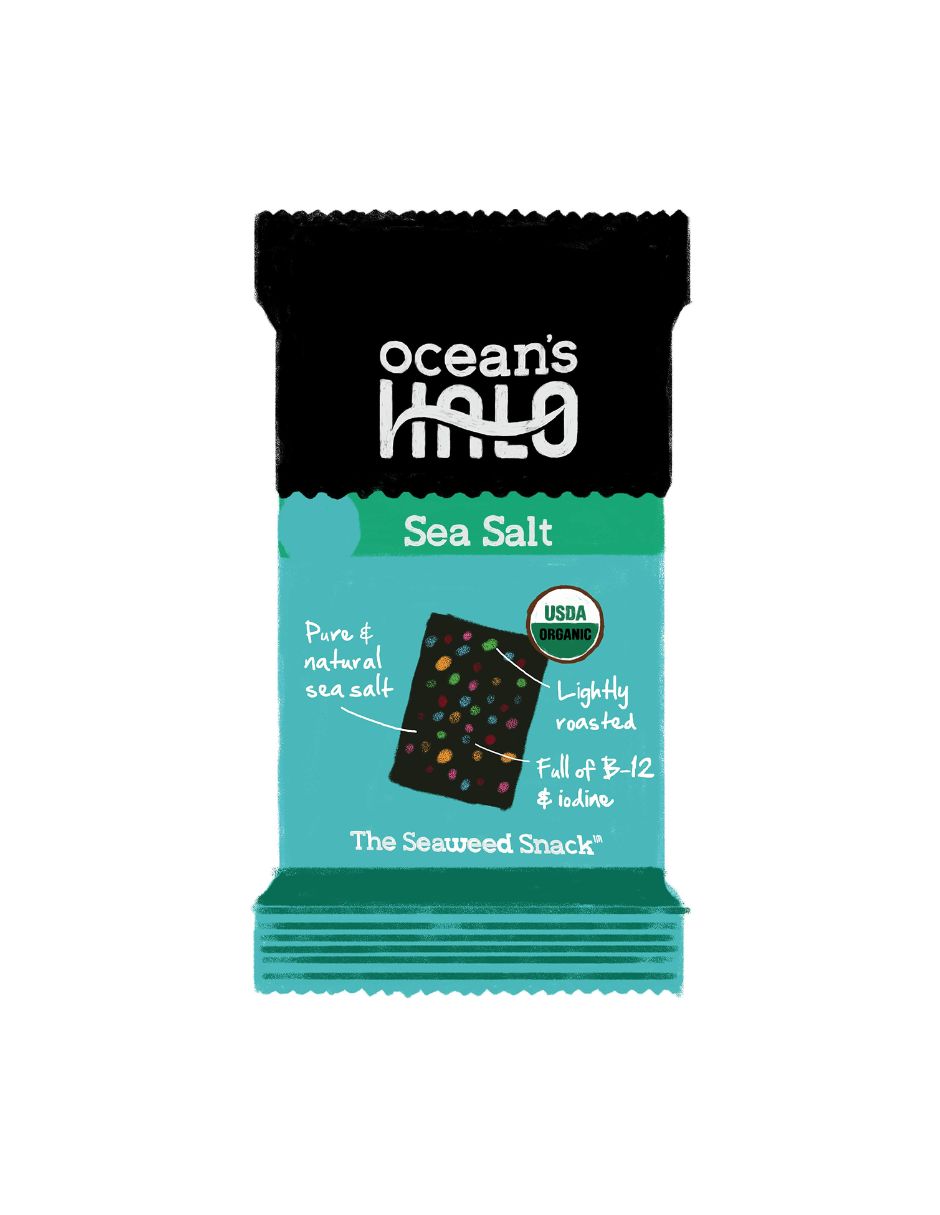 Ocean's Halo refrigerios de algas marinas con sal, 5 paquetitos