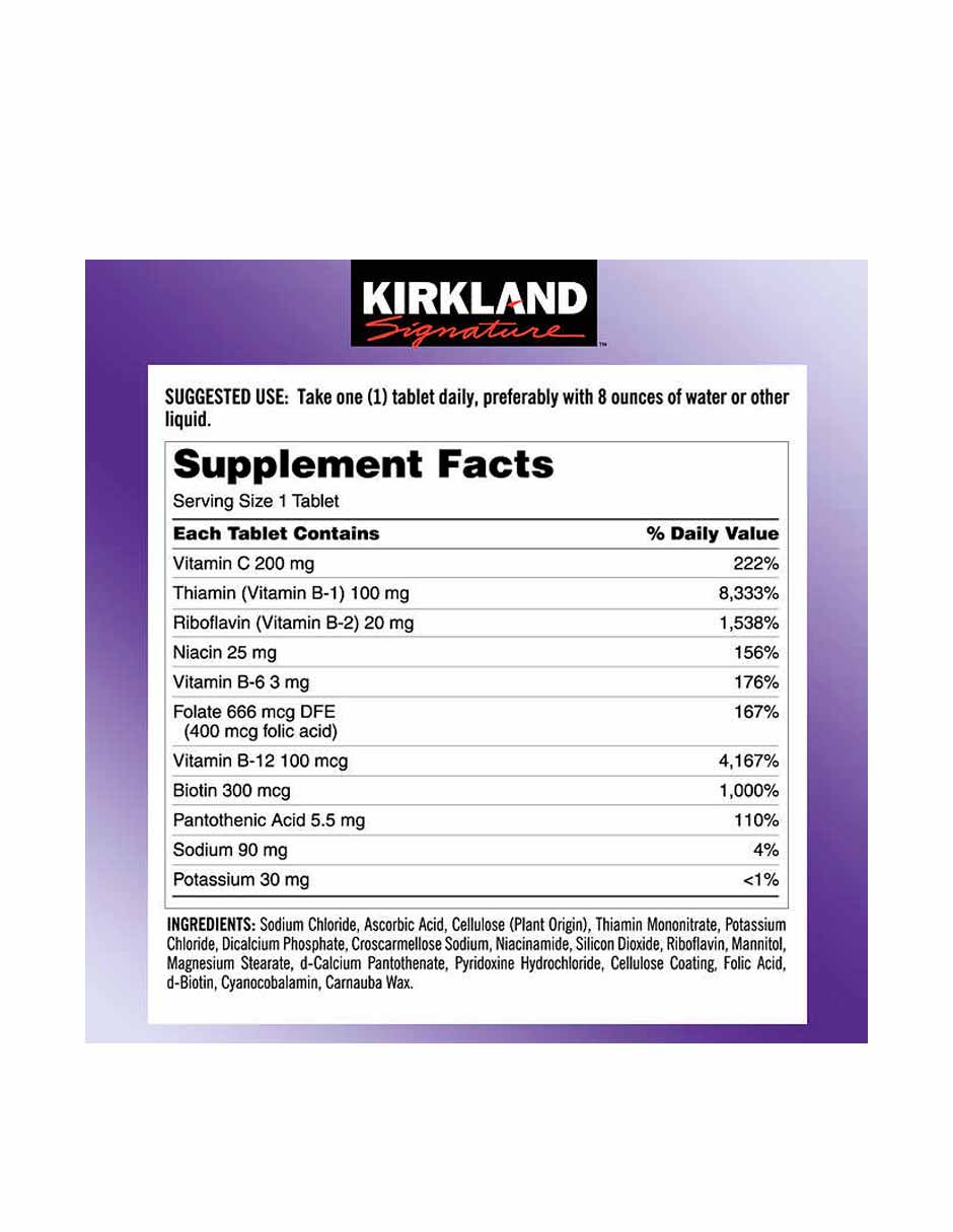 Kirkland Super B-Complex con electrolitos, 500 tabletas