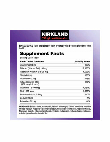 Kirkland Super B-Complex con electrolitos, 500 tabletas