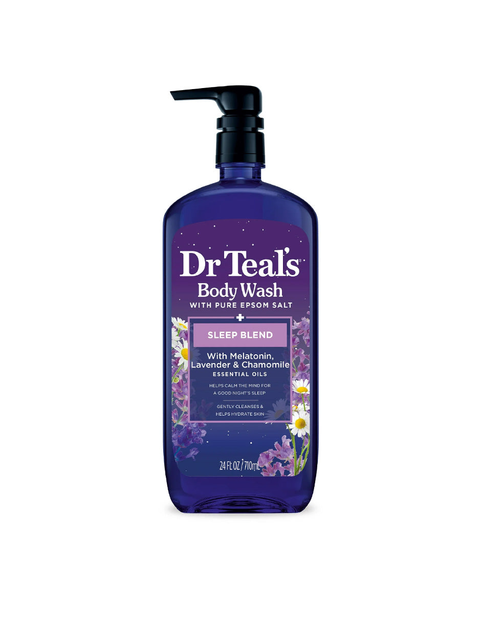 Dr Teal's Sleep Body Wash con melatonina, lavanda, manzanilla y mezcla de aceites esenciales, 24 onzas líquidas