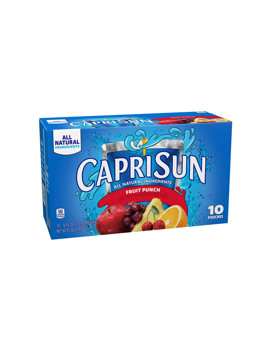 Capri Sun Fruit Punch jugos con sabor natural, caja de 10 pzas