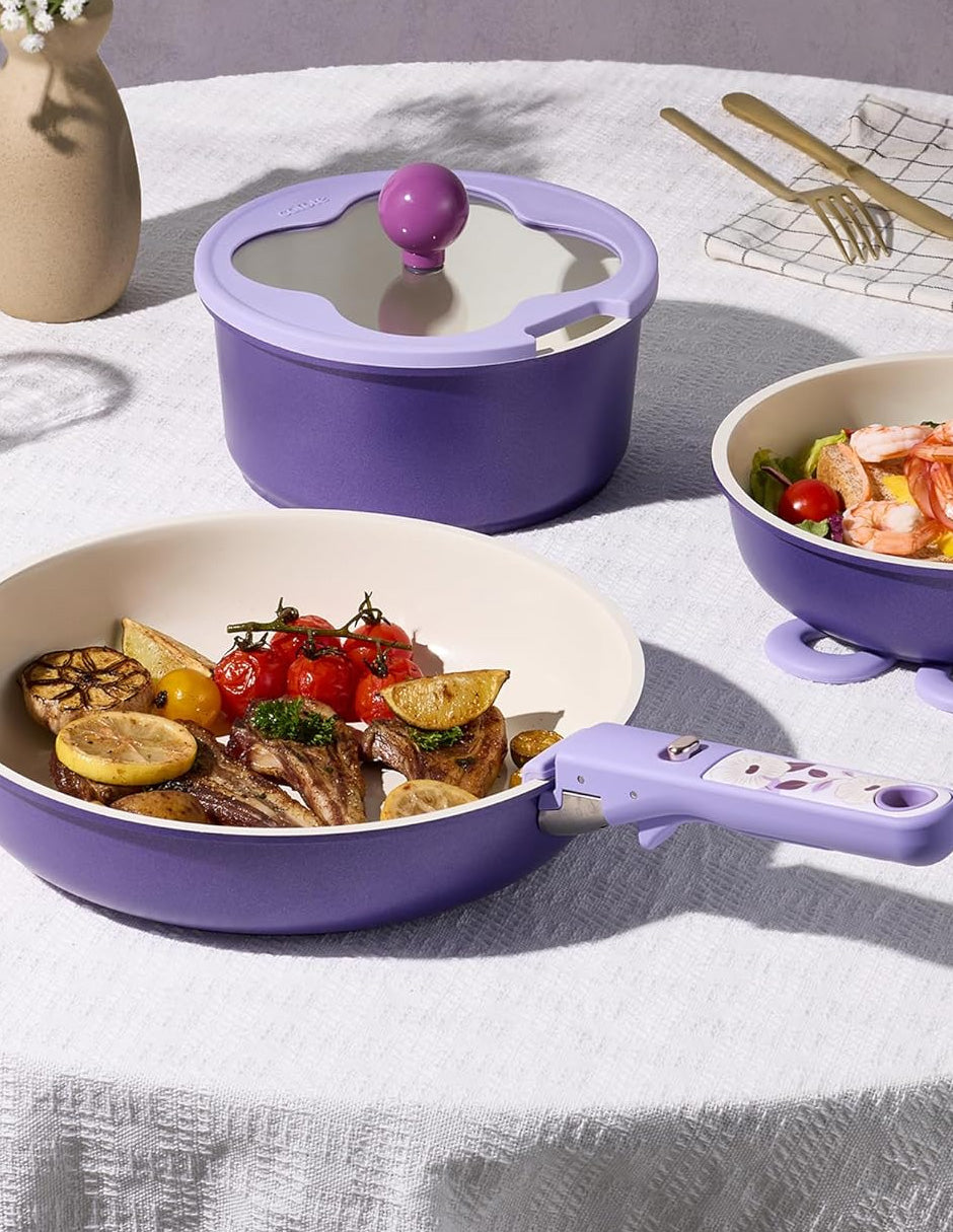 Juego de ollas y sartenes cerámicas CAROTE 11 piezas color morado