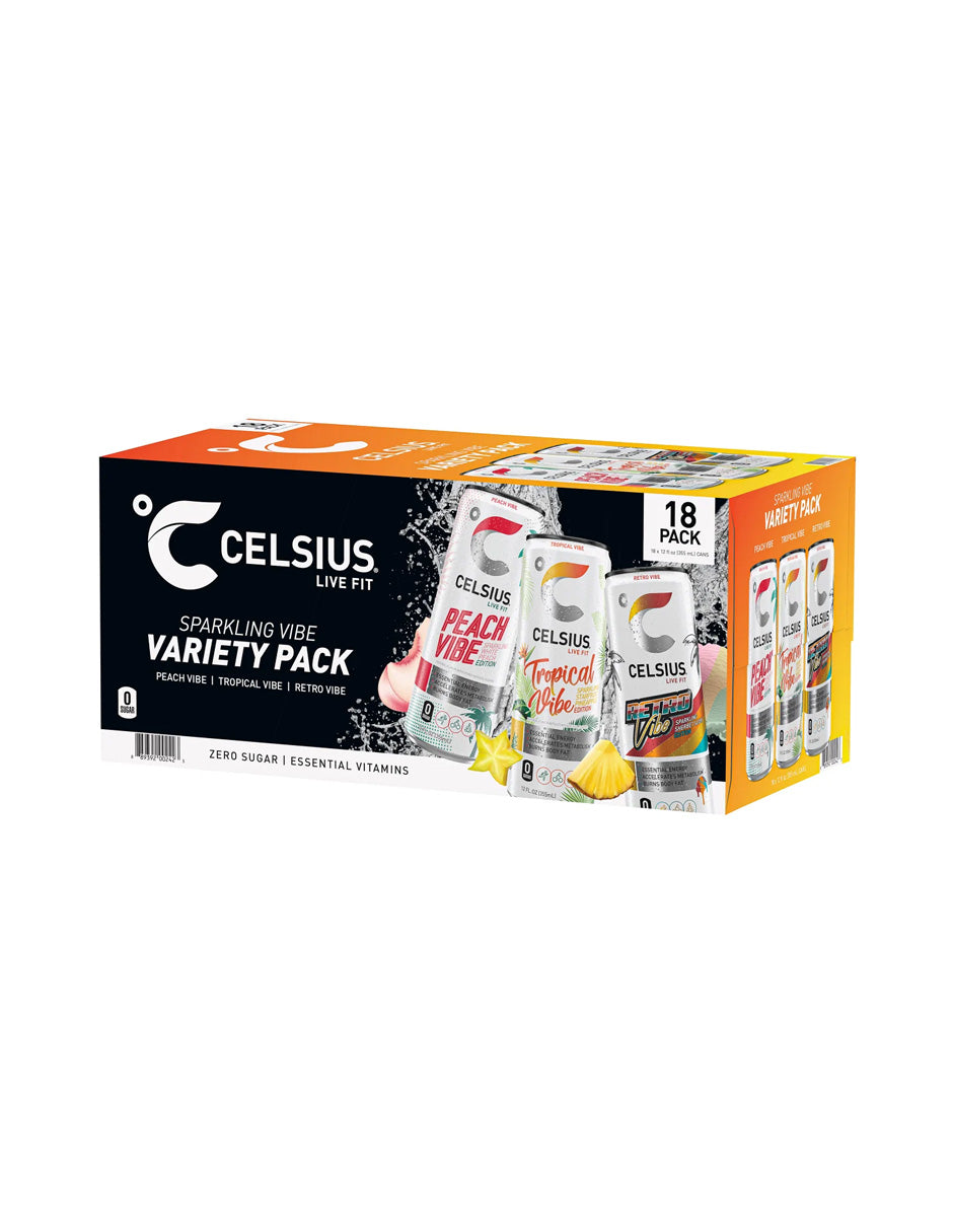 Celsius essential energy sparkling paquete variado 18 pack 355ml