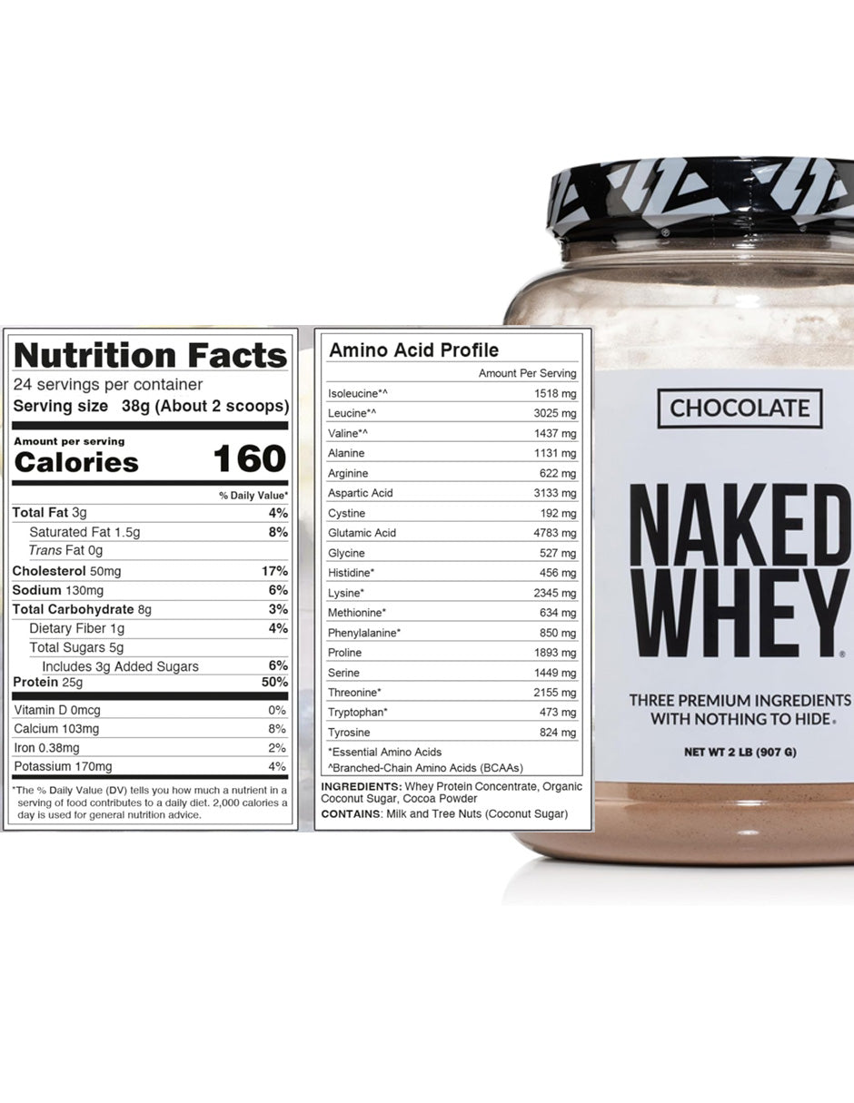 Proteína de Suero NAKED Chocolate 25g Grass Fed 3 Ingredientes 907 g